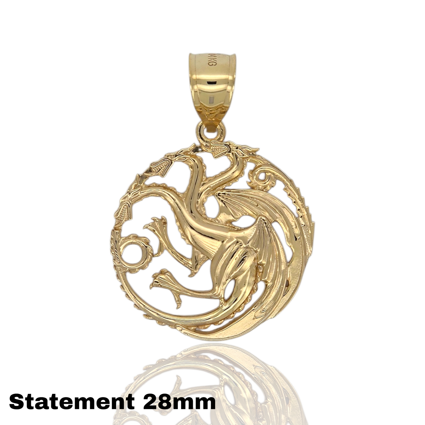 "Fire & Blood" Three-Headed Dragon Pendant - Solid Gold