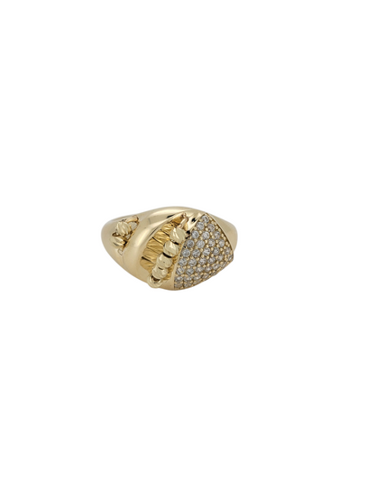10K gold ring. Design with CZ stones. Size 8