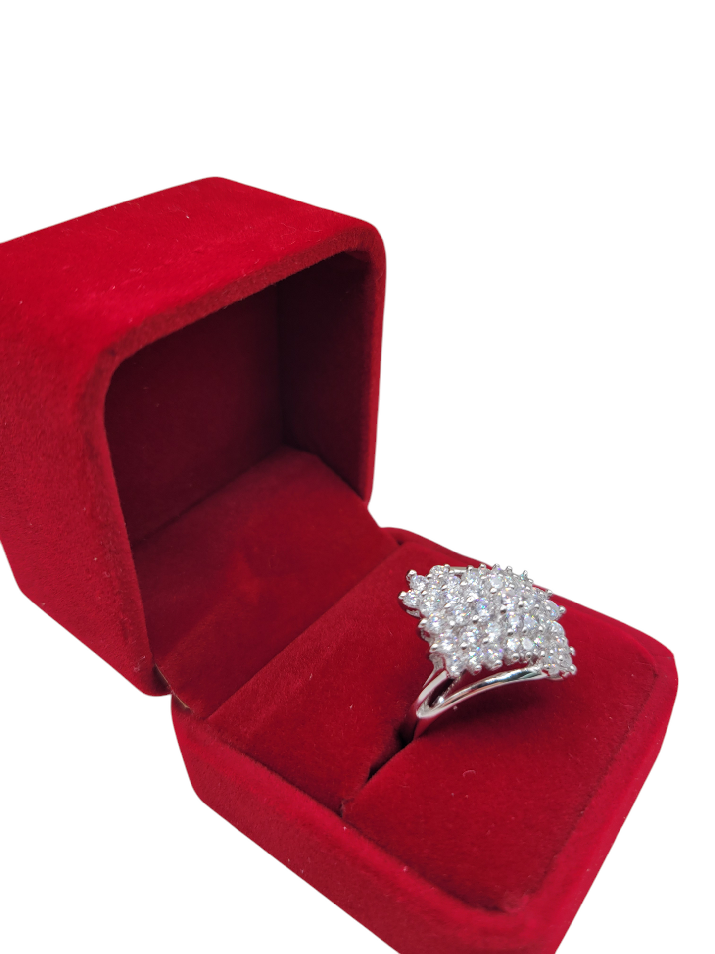 925 Silver Ring. White CZ Stone Flag. Size 9