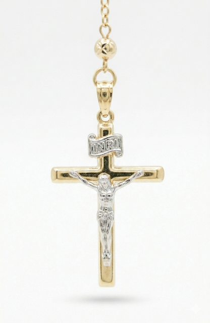 Rosary 14k Gold  three-color 24inch 1mm