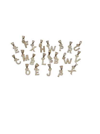 Varied 10k gold letters, CZ stones
