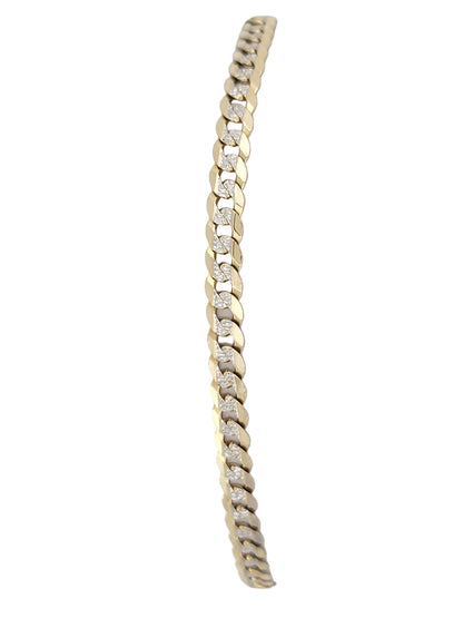 10K gold bracelet. Double edge. white gold details. 7.5in . 4mm