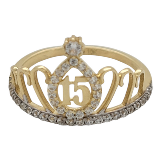 10K gold ring. Quinceañera. White CZ stones . Size 7