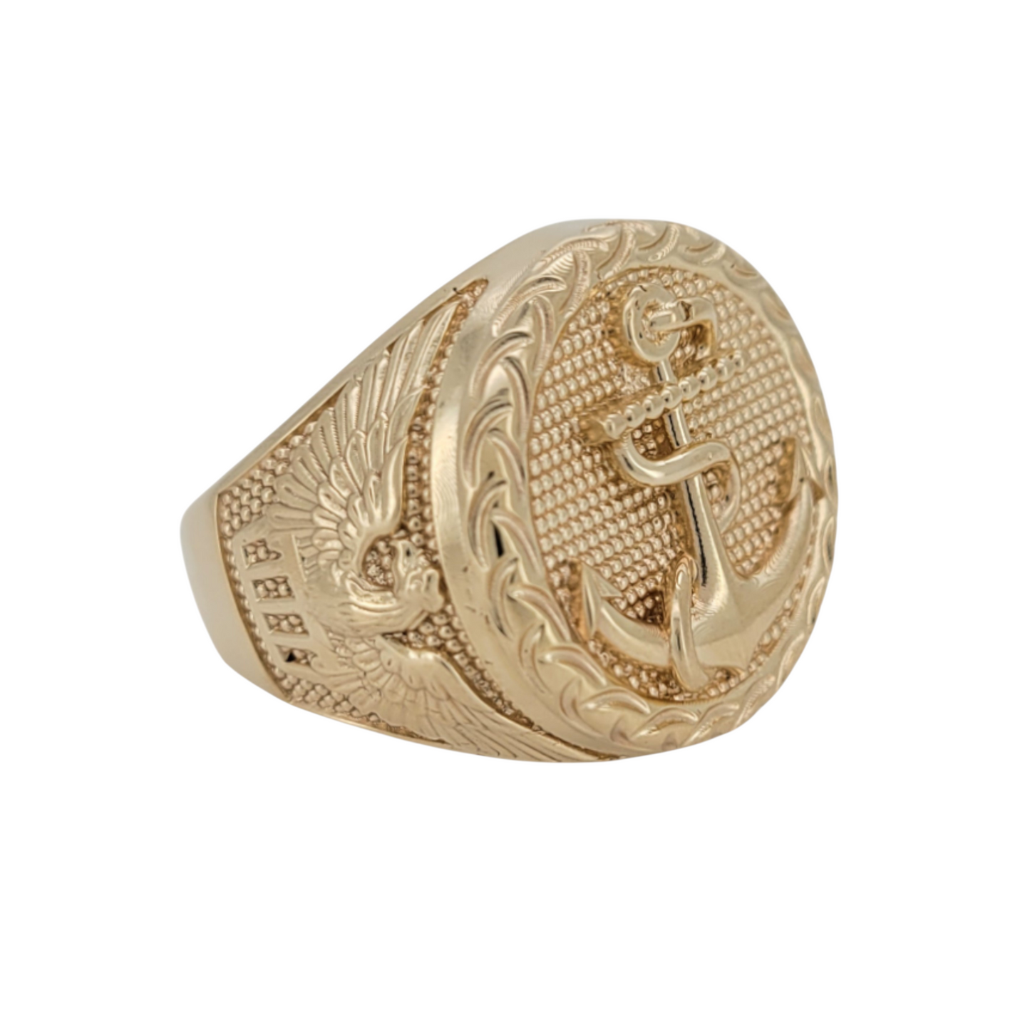 10K gold ring. Solid. Anchor