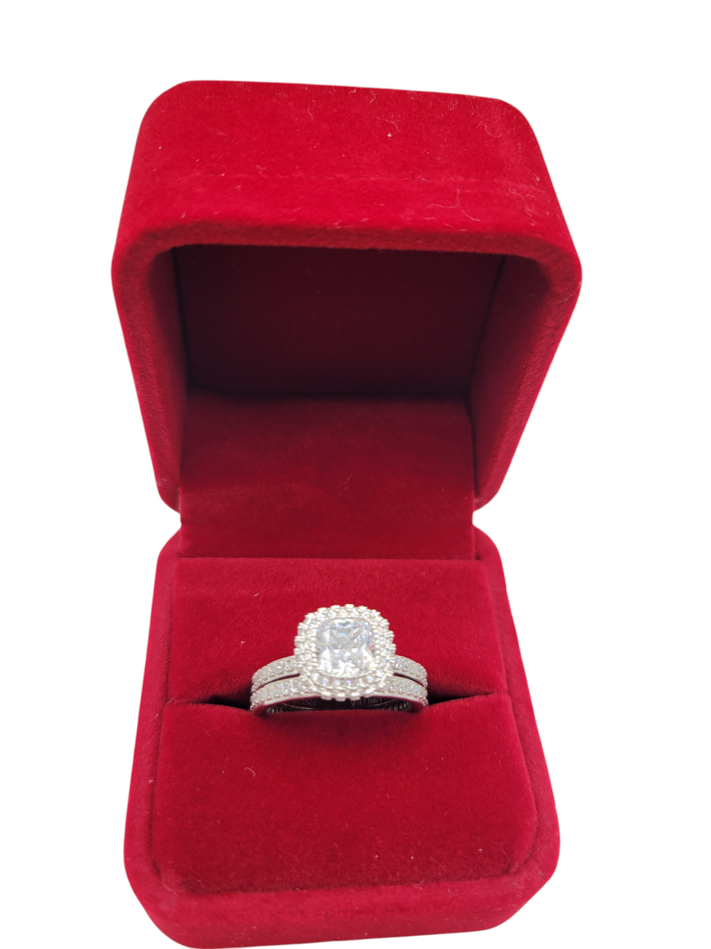 925 silver double wedding ring with CZ stone. Sizes 7 and 8.