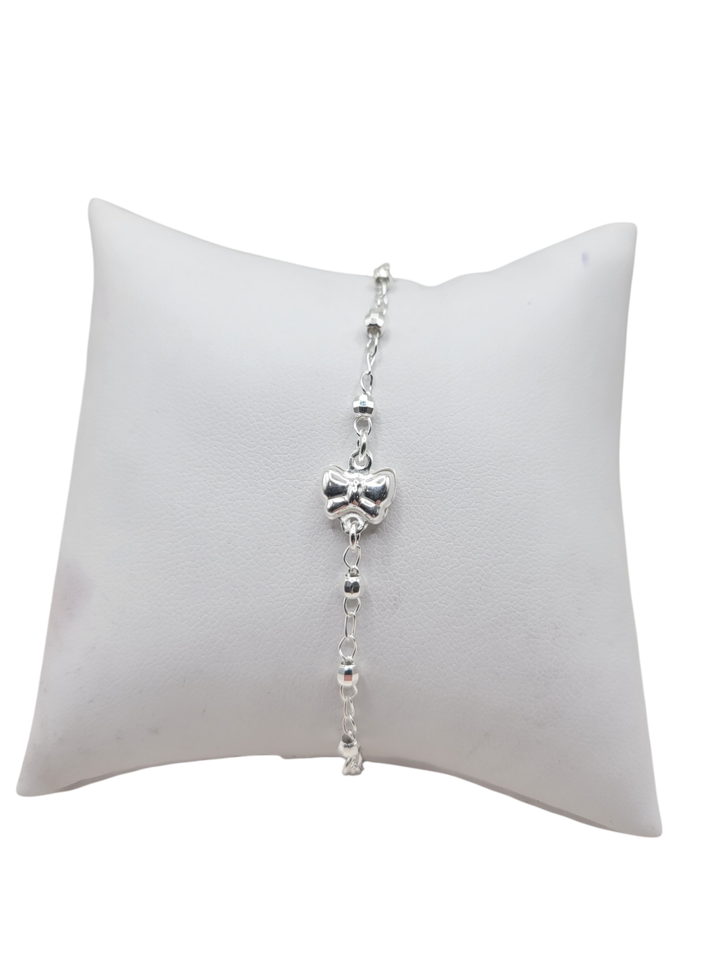 925 silver bracelet. Central bow. 7.5in . 2mm