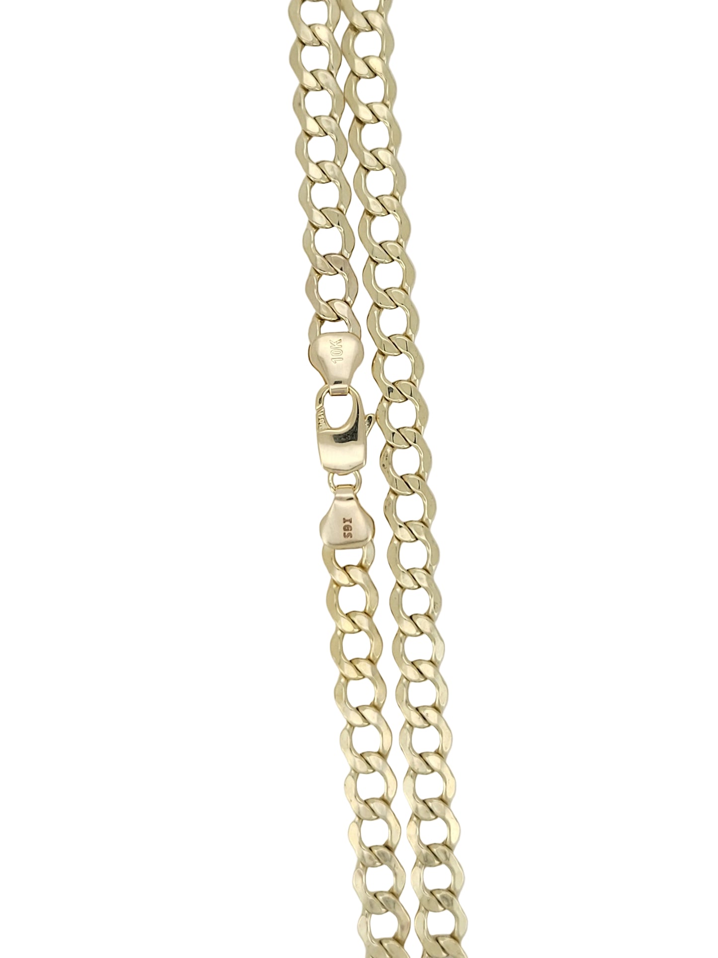 10K gold Cuban chain. Double edge. Plain. 24in . 5mm