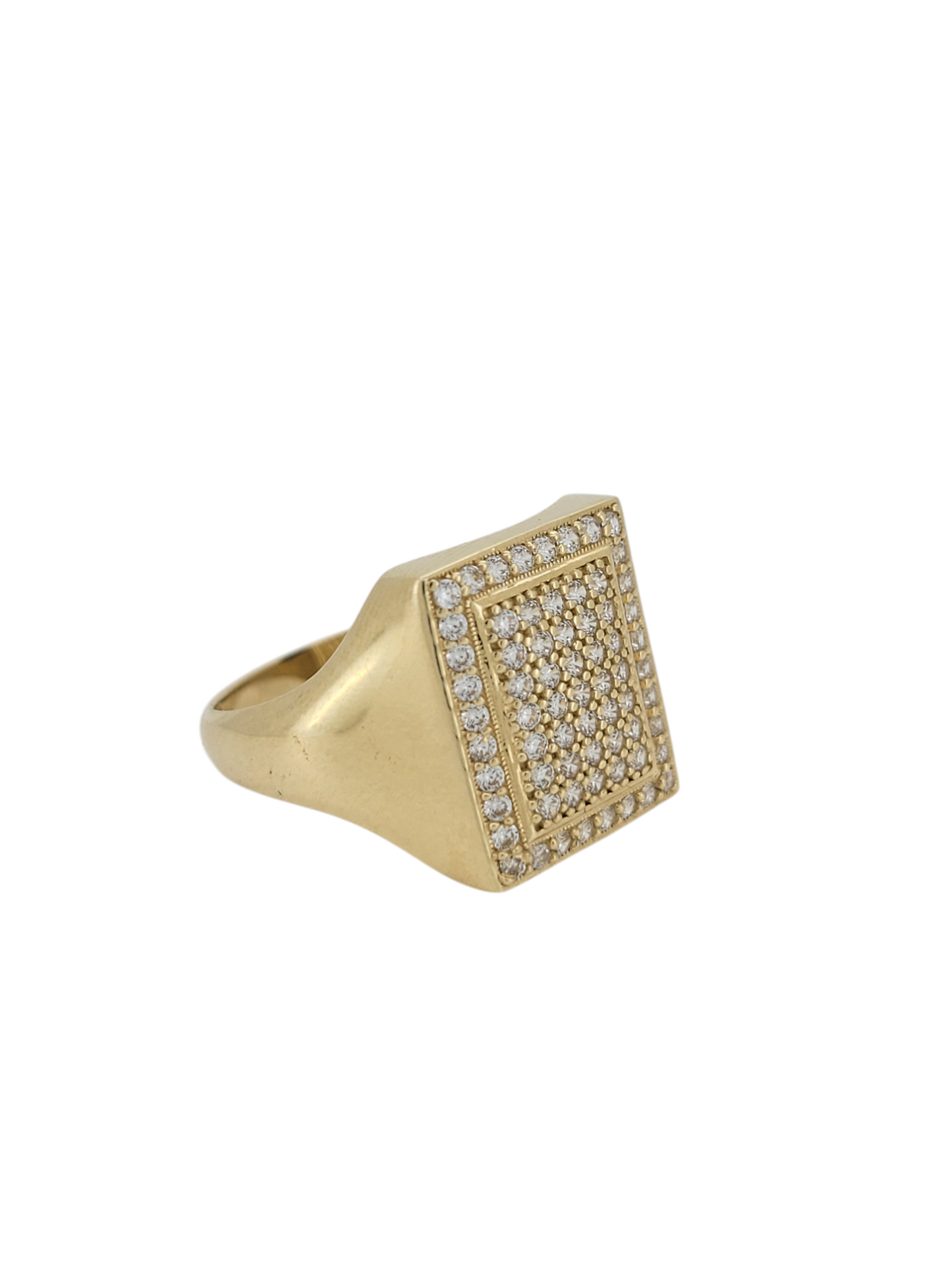10K gold ring, square with CZ stones. Size 10.5