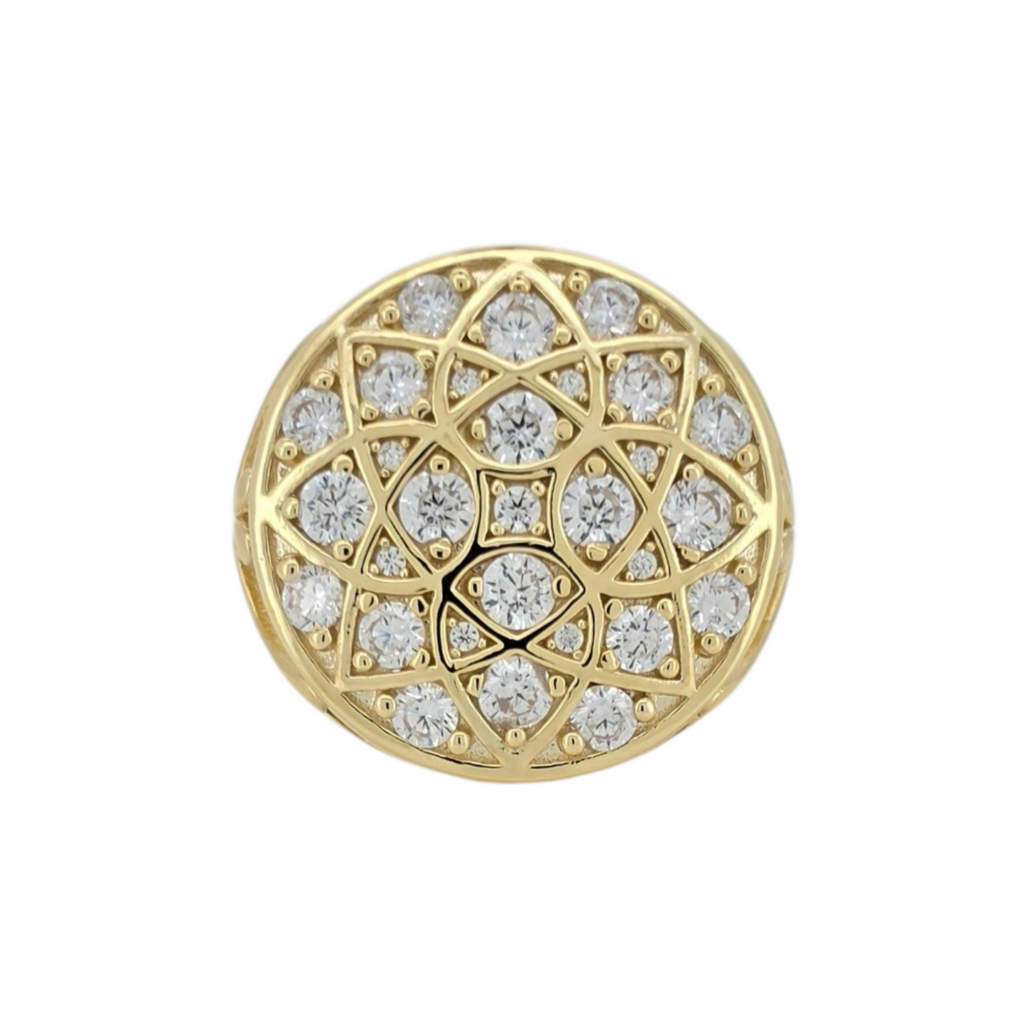 10K Gold Rosette Ring. Size 10. CZ Stones