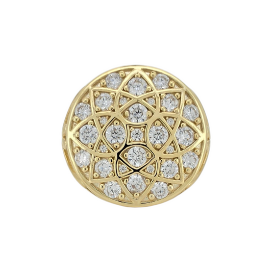 10K Gold Rosette Ring. Size 10. CZ Stones