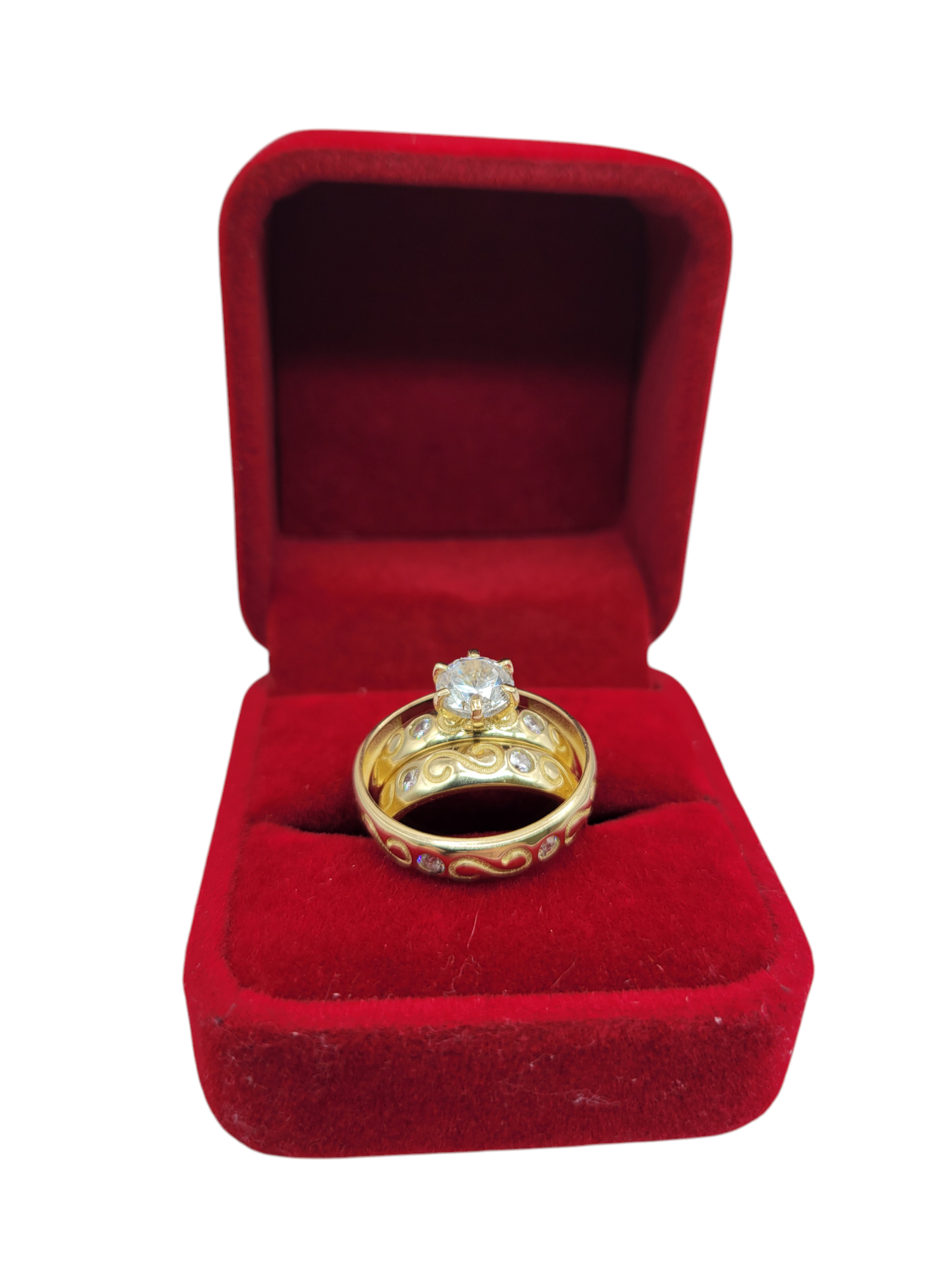 10K gold rings. Engagement. Style with S. Trio for women and men. Size 6 y 9