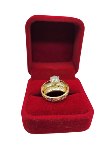 10K gold rings. Engagement. Style with S. Trio for women and men. Size 6 y 9