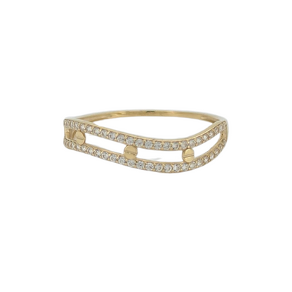10k Gold Fancy Ring. CZ Stones. Size 9