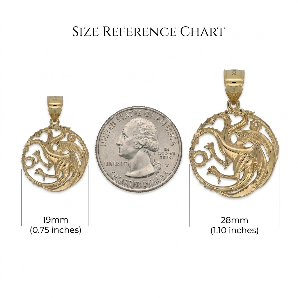 "Fire & Blood" Three-Headed Dragon Pendant - Solid Gold