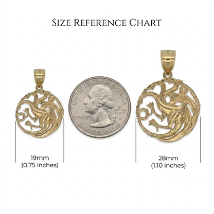 "Fire & Blood" Three-Headed Dragon Pendant - Solid Gold