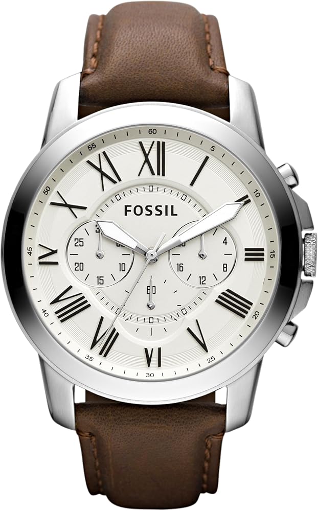 Fossil Men's Grant Quartz Stainless Steel and Leather Chronograph Watch.  1 year free insurance