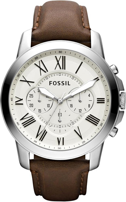 Fossil Men's Grant Quartz Stainless Steel and Leather Chronograph Watch.  1 year free insurance
