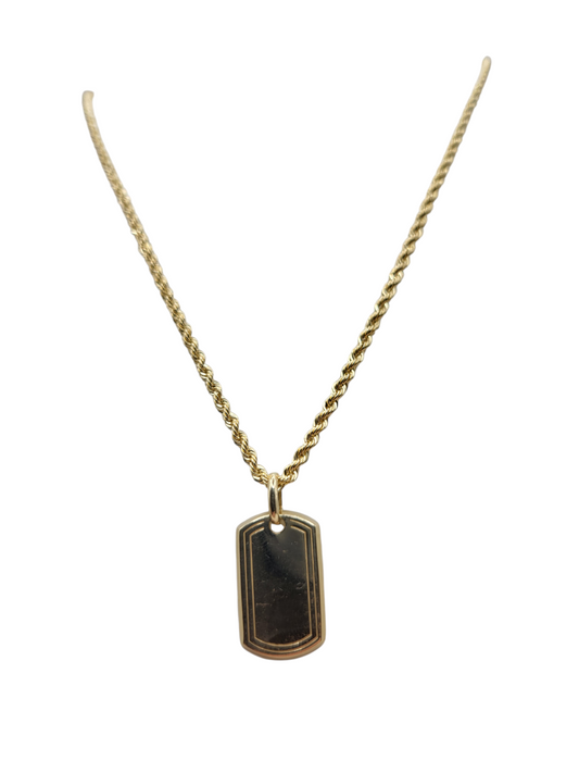 10K Gold Rope Chain. Plain Plated Pendant. 24in. 2.5mm