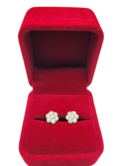 10K gold flower earrings with CZ stones