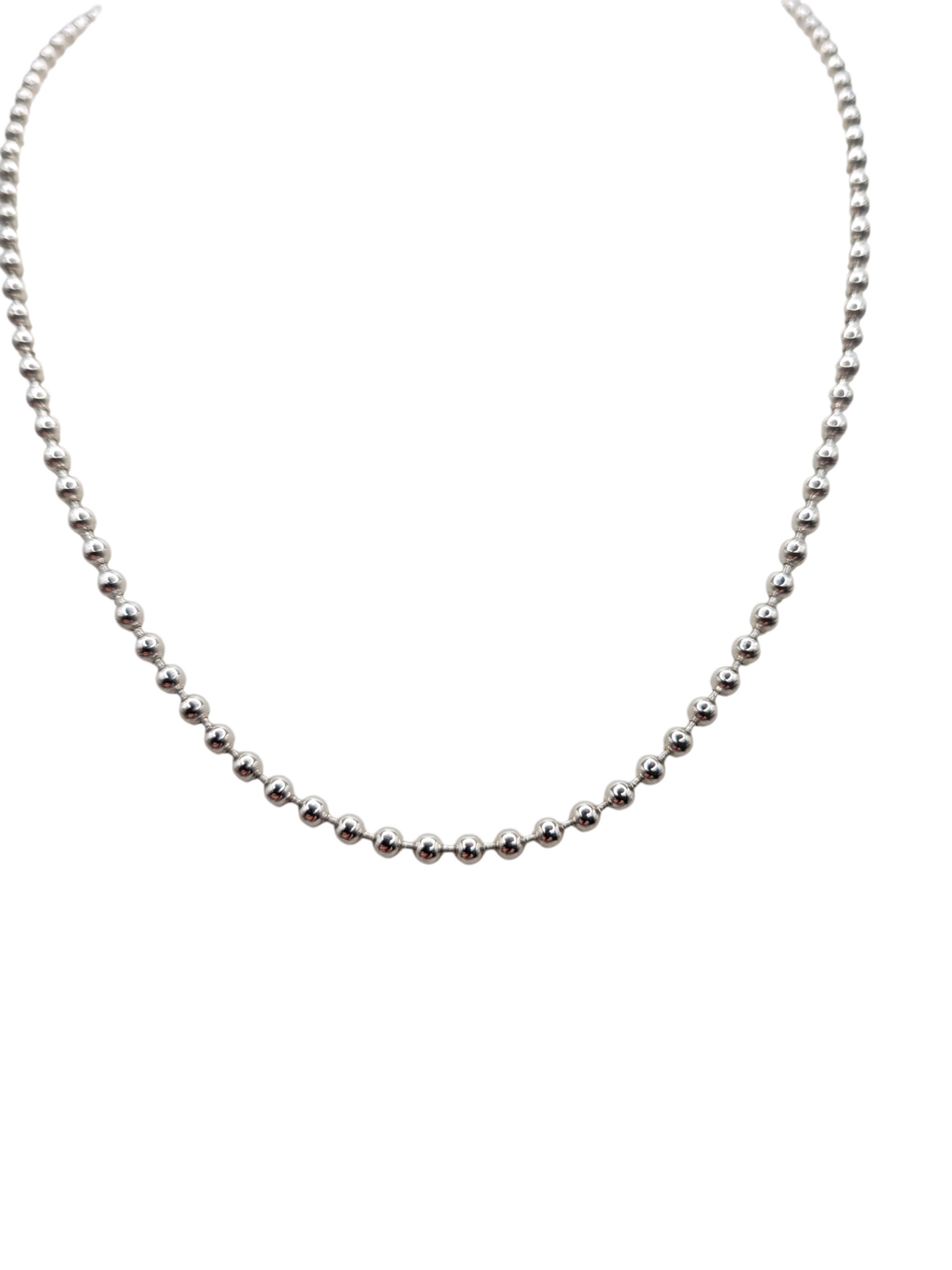 925 silver children's necklace. Small beads. 14 inches. 3 mm.