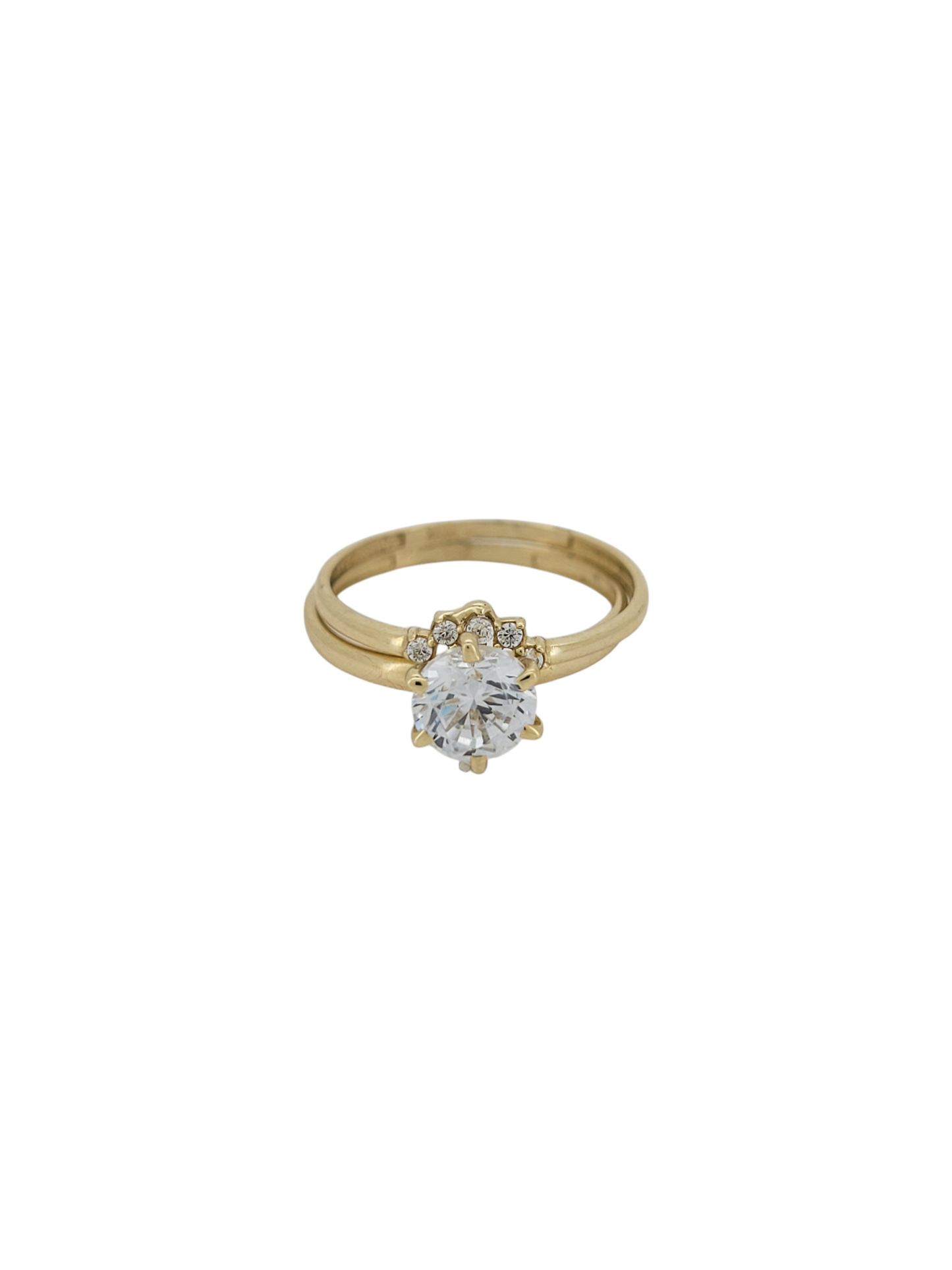 10K gold wedding rings. Duo. Size 6. CZ stones