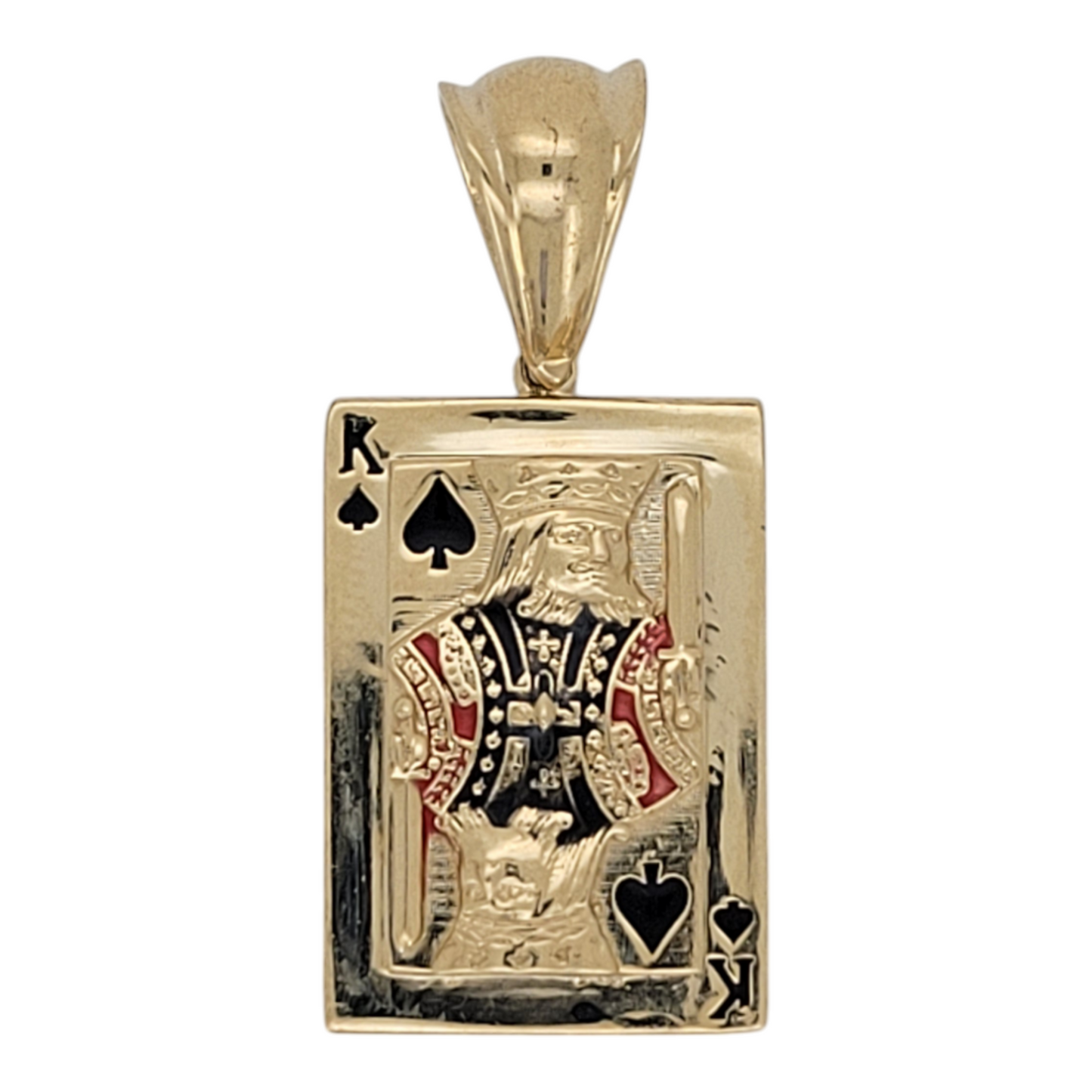 10K gold pendant. K deck of cards.