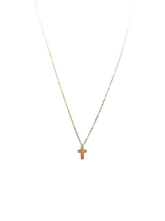 14K gold chain. Cross pendant. 19 inches. 1 mm