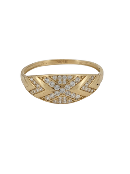 14K gold ring. X with CZ stone. Size 8.5