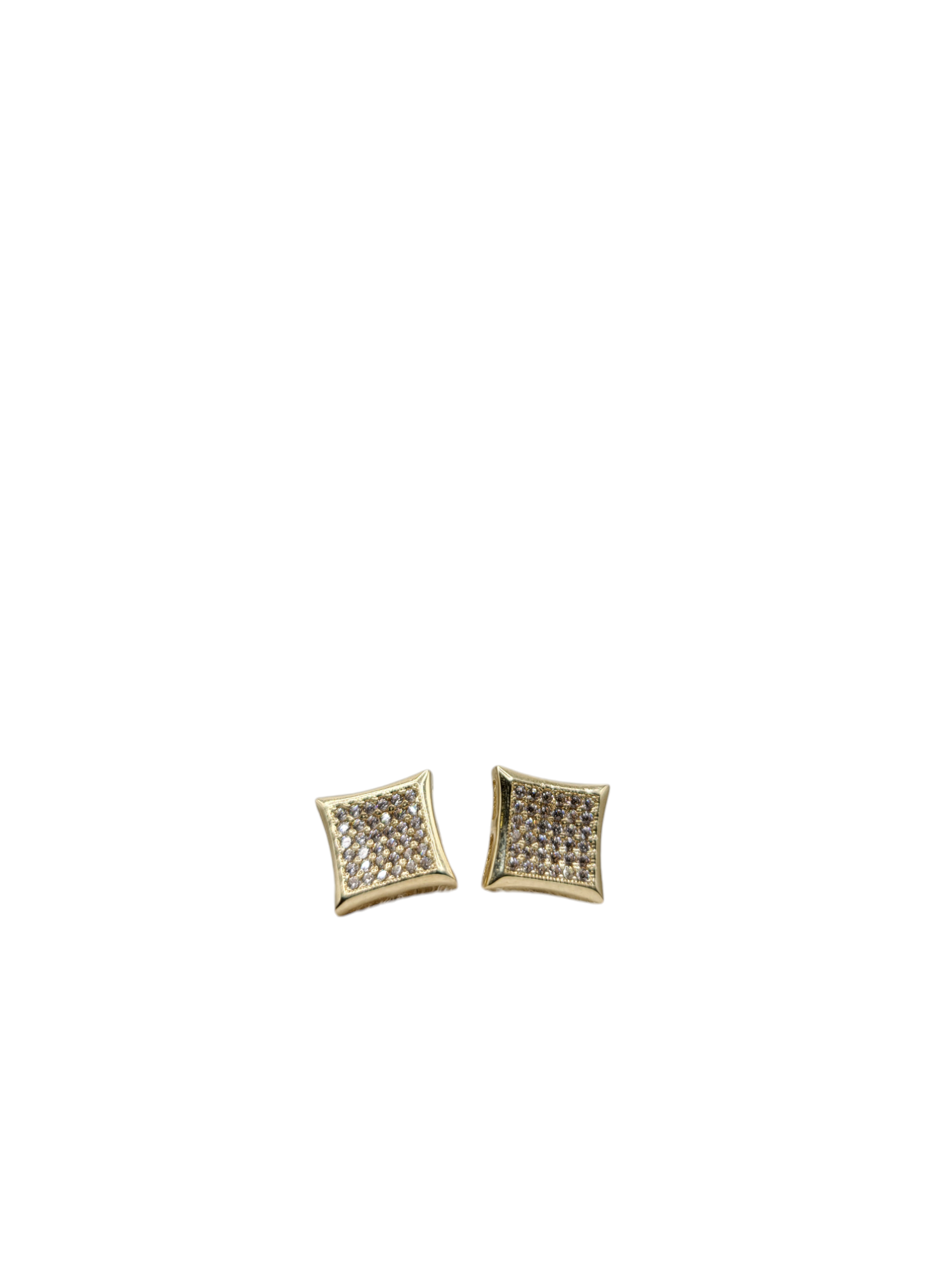 10K gold earrings. 3. square. CZ stone