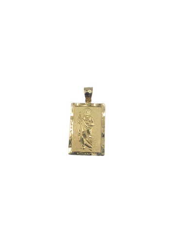10K gold pendant. Saint Jude. Rectangular.