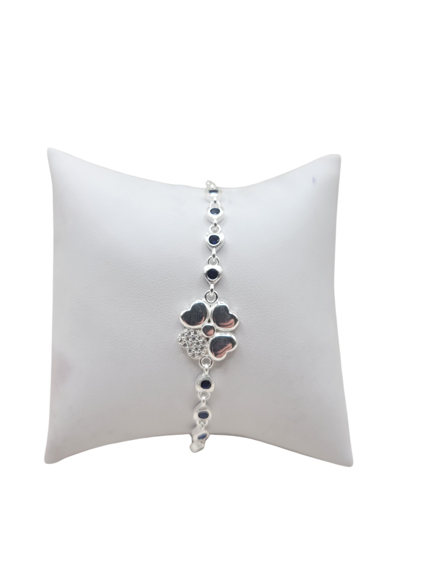 925 silver bracelet. lotto jackpot with blue CZ stone.  8in . 3mm