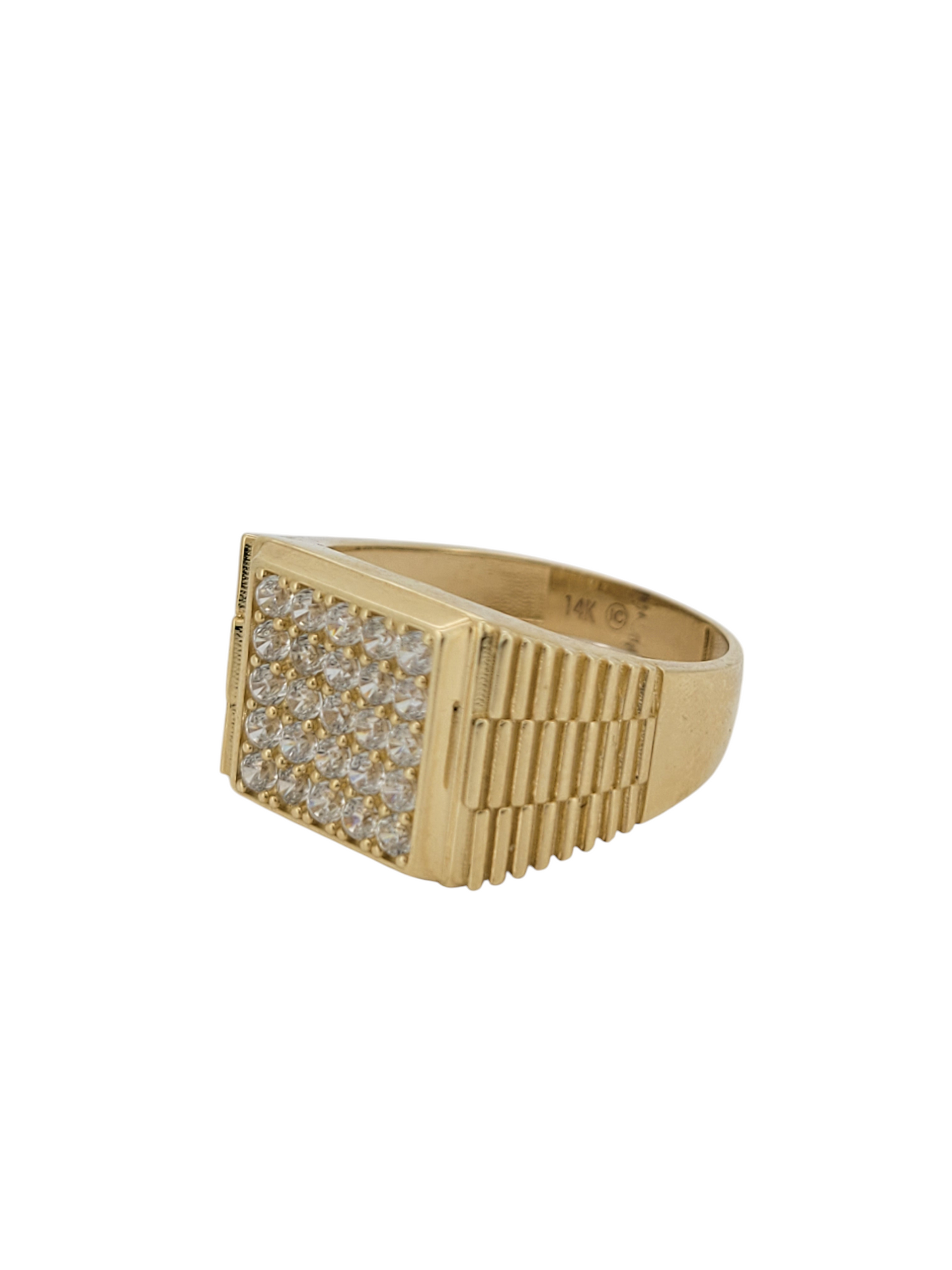 14K gold ring. Square with CZ stone. Size 11