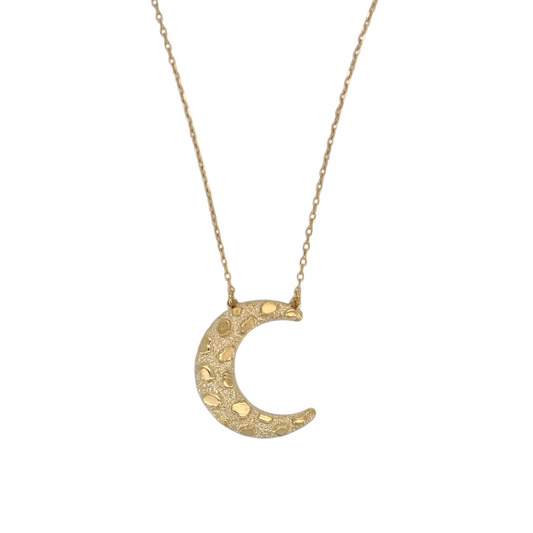 10k Gold Cable Chain with Moon Pendant. 18in