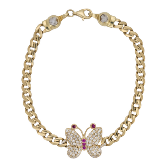 10K gold butterfly bracelet. 7in. 5mm