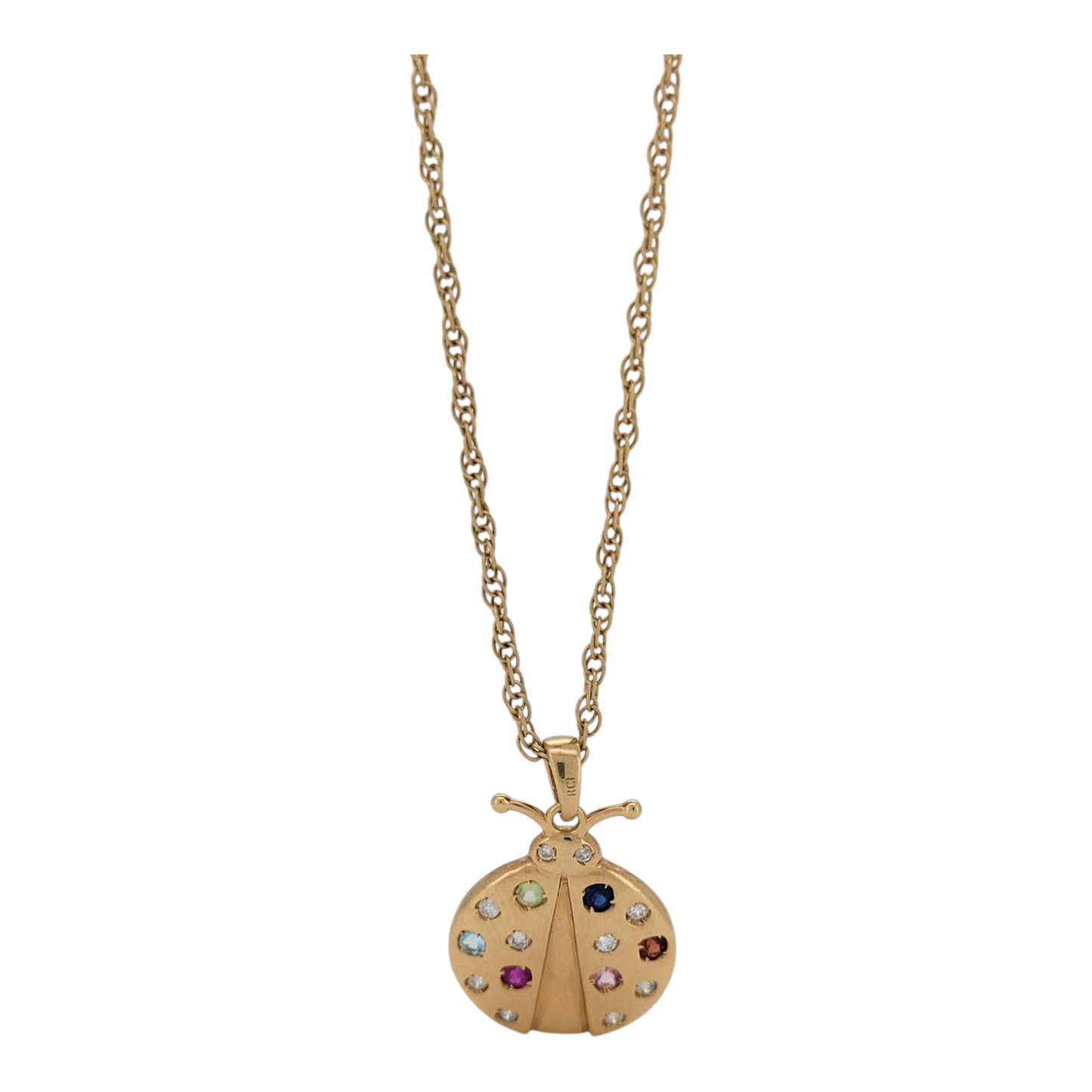 14K gold chain .14K gold ladybug pendant with CZ stone. 18in . 1mm