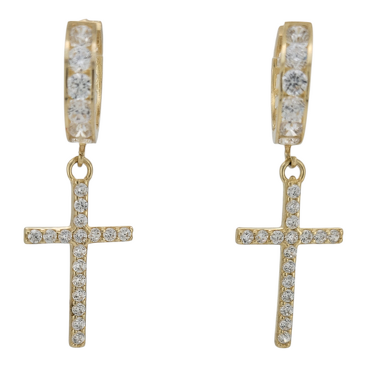 10K gold earrings. Cross.