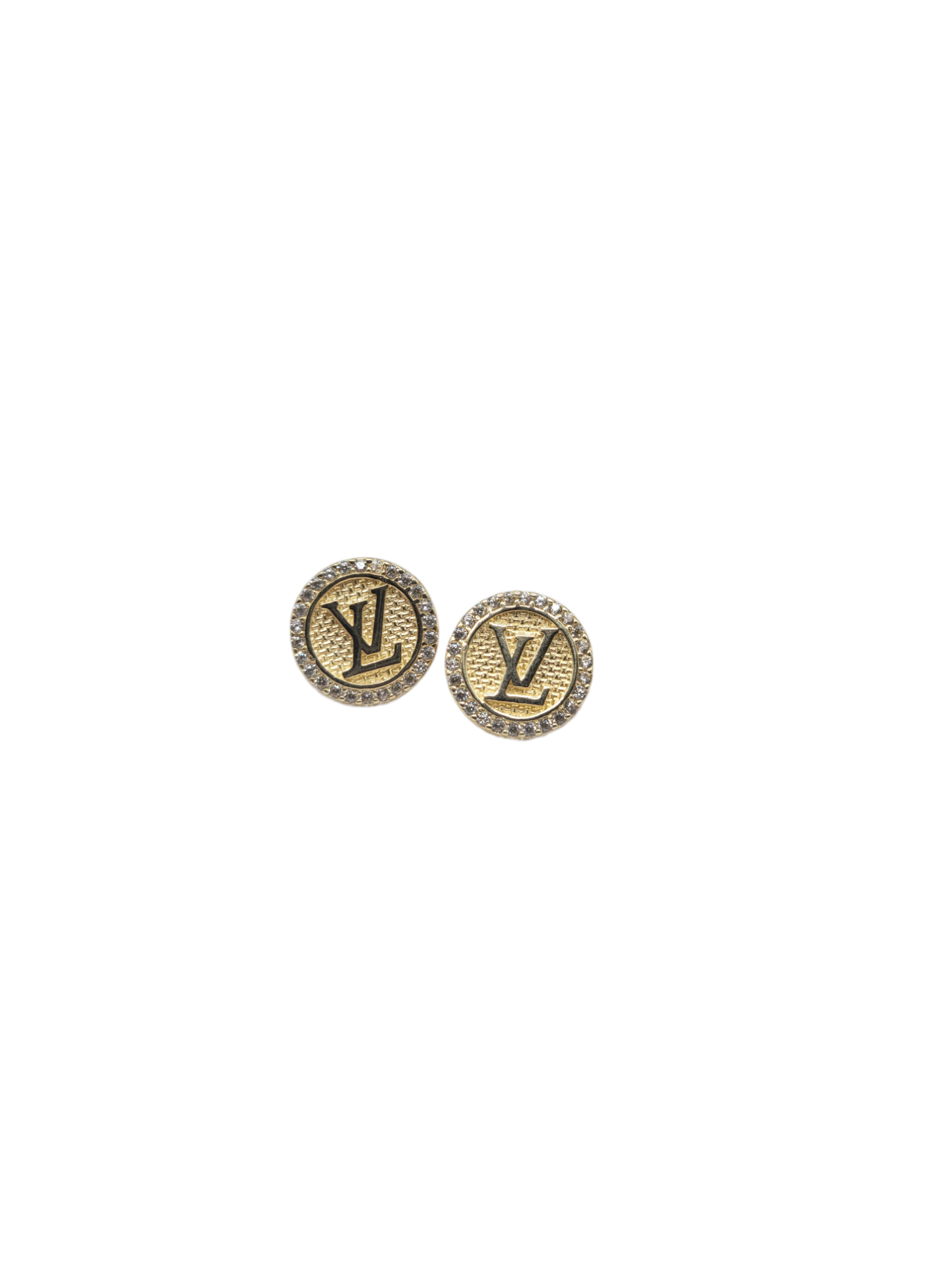 14K gold earrings. LV. CZ stone