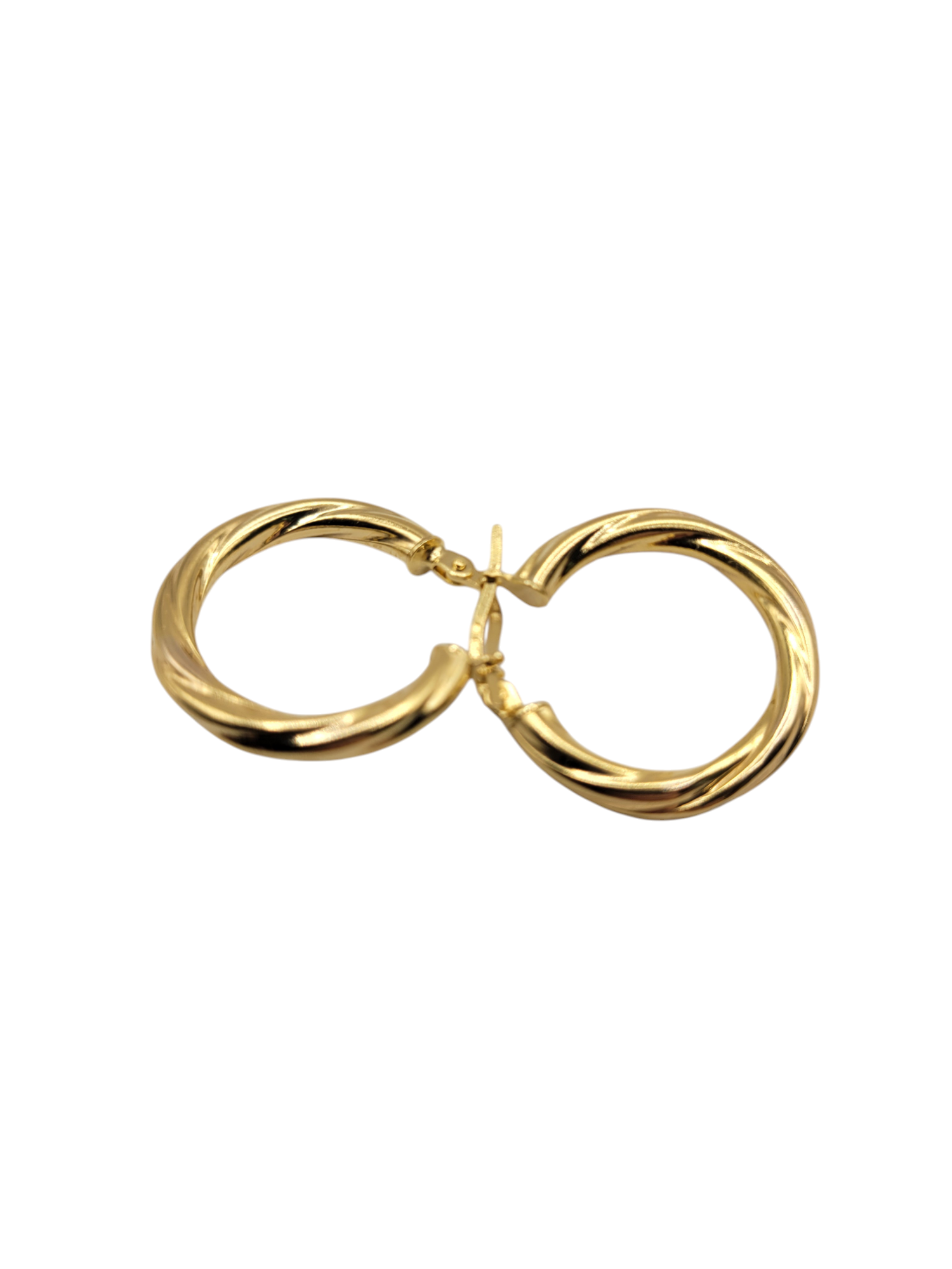 10K gold earrings. Twisted hoops. Size 2