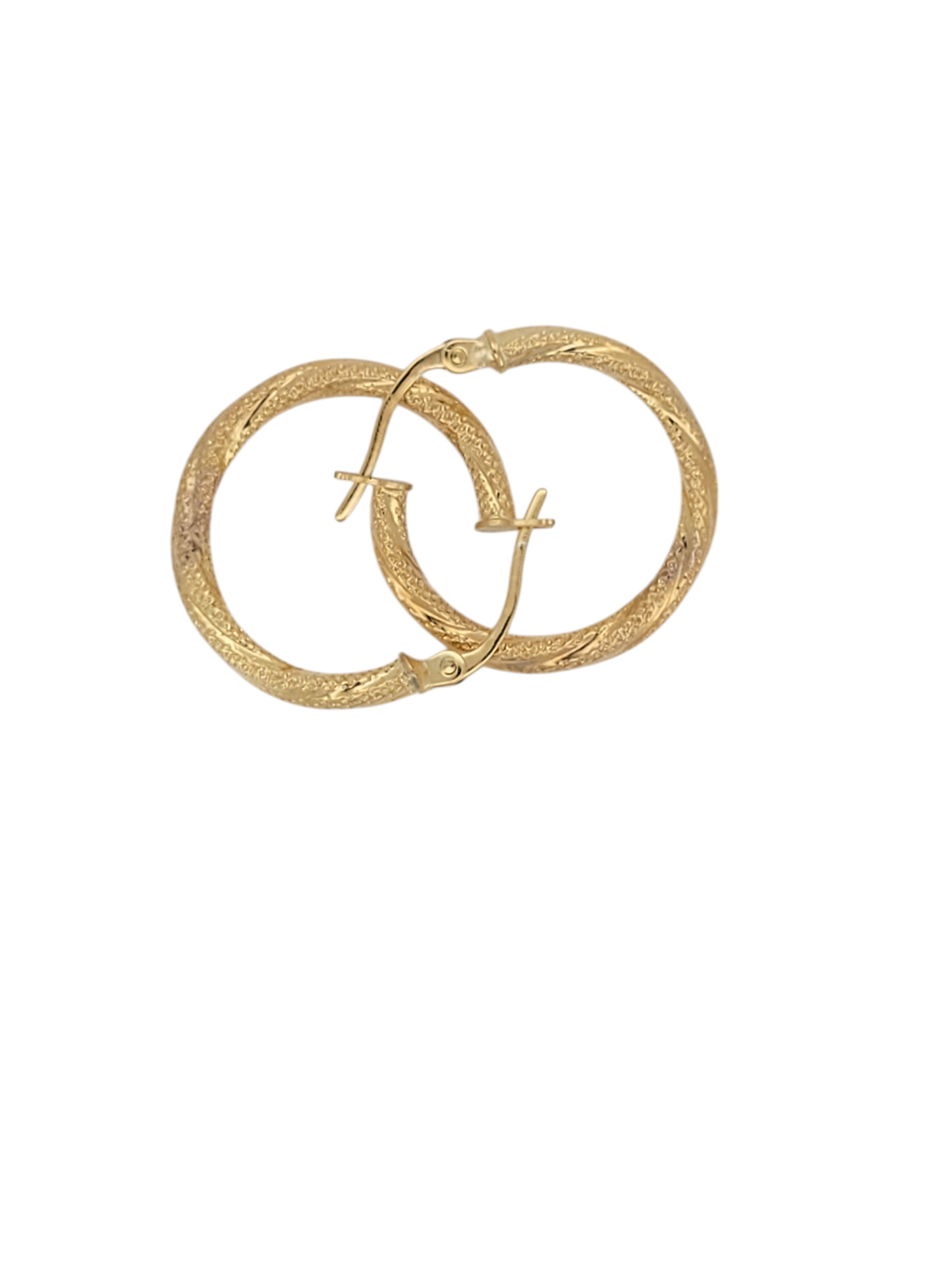 10K yellow gold hoops.