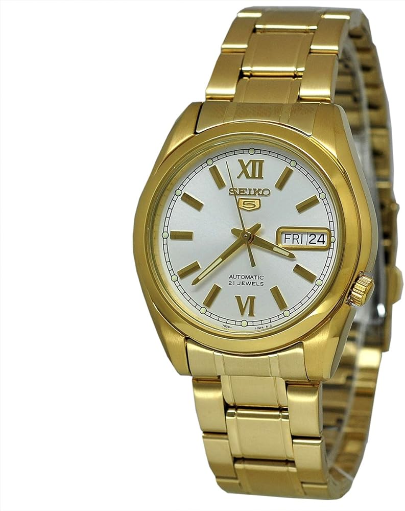 Seiko 5 Automatic White Dial Gold Tone Stainless Steel SNKL58K1 30M Mens Watch. 1 year free insurance