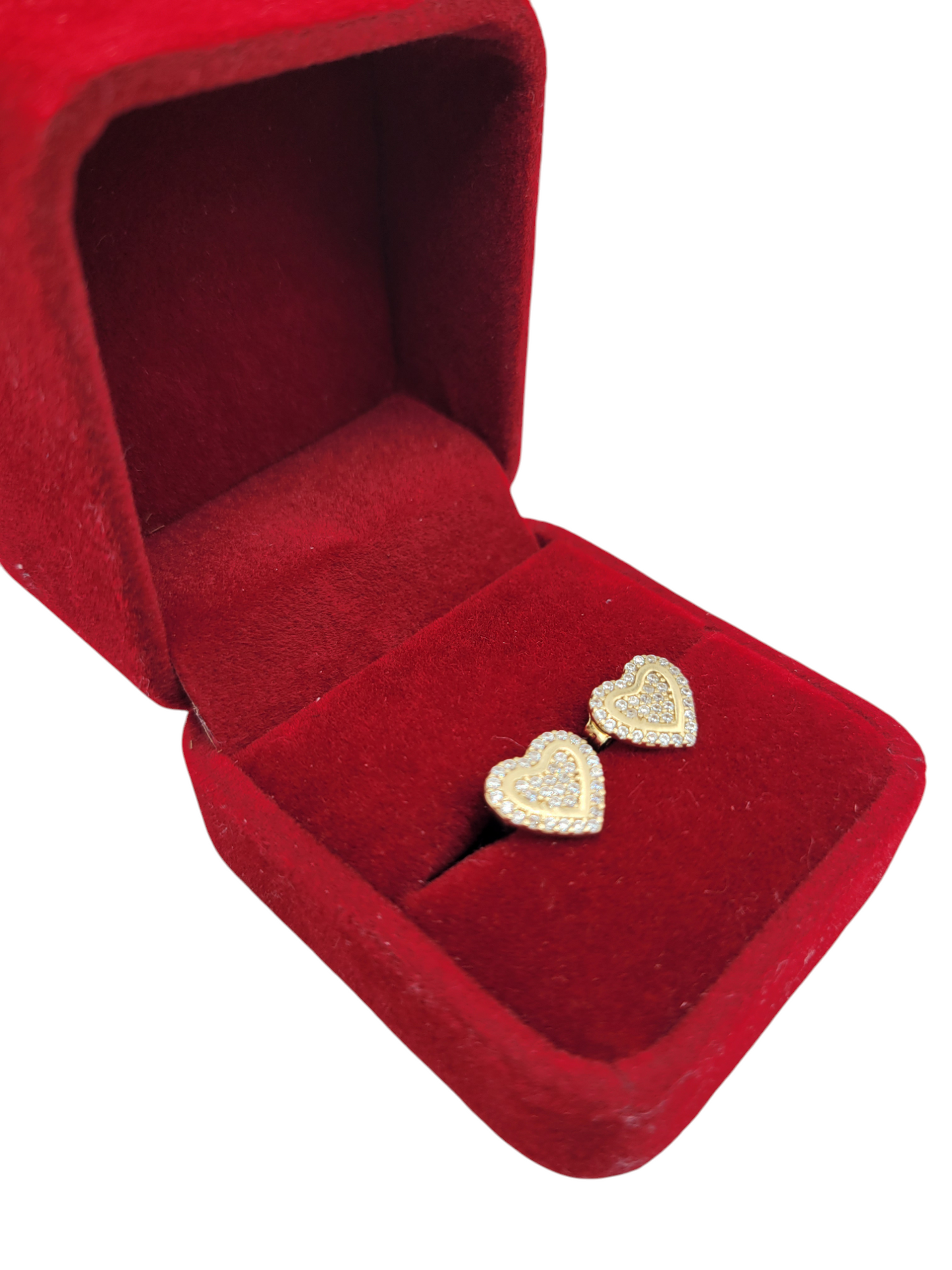10K gold earrings. Heart with CZ stone.
