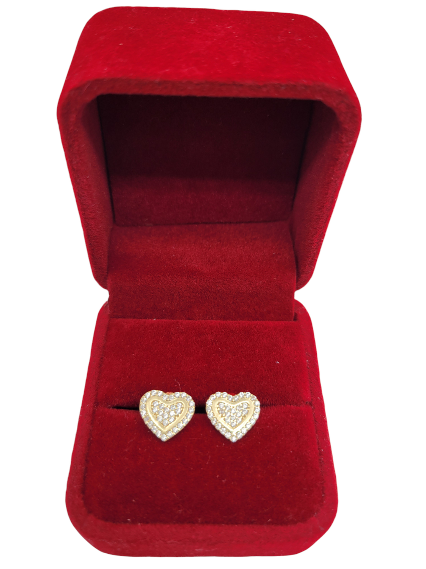 10K gold earrings. Heart with CZ stone.