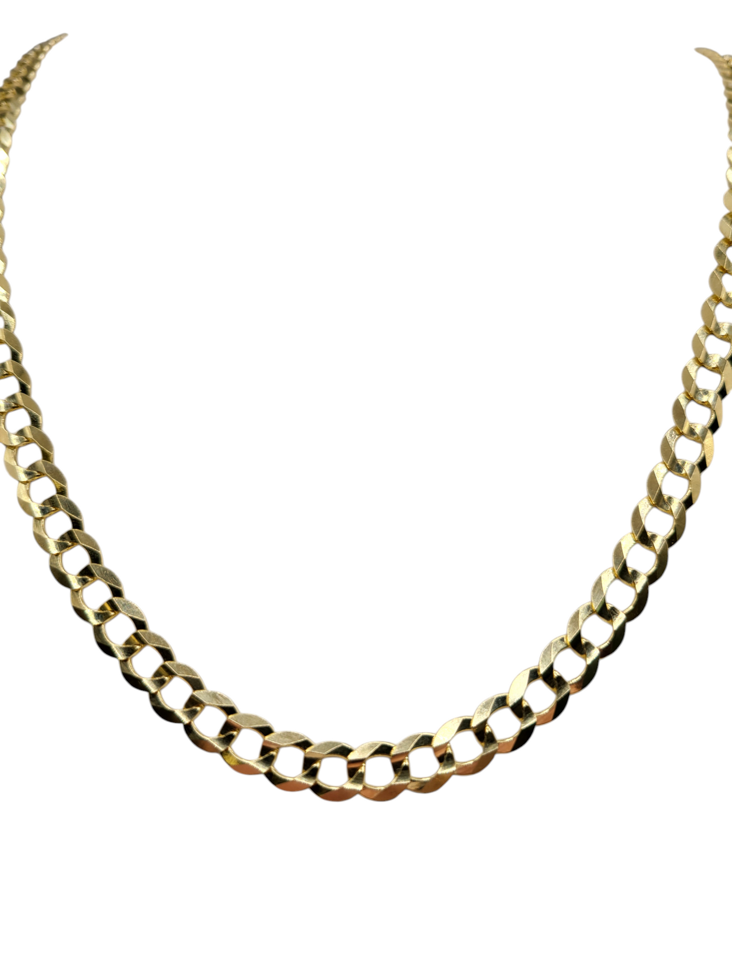 14K gold Cuban chain. Double edge. 24in. 7mm