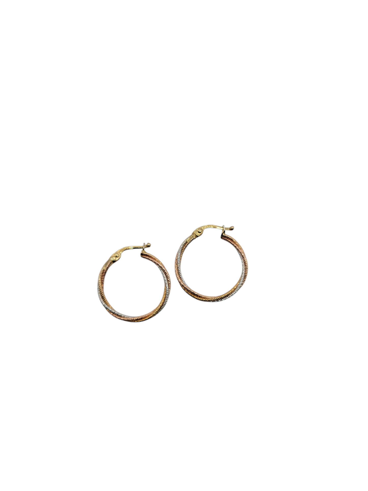 14k yellow, white and pink gold earrings