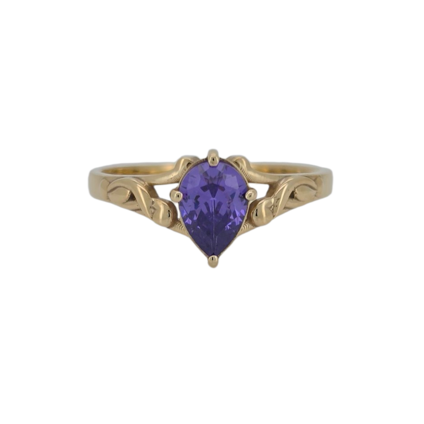10k Gold Ring, Pear CZ Stone, Size 6.5