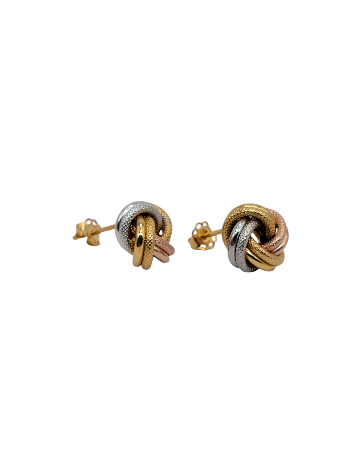 10k Gold 3-Tone Knot Style Earrings