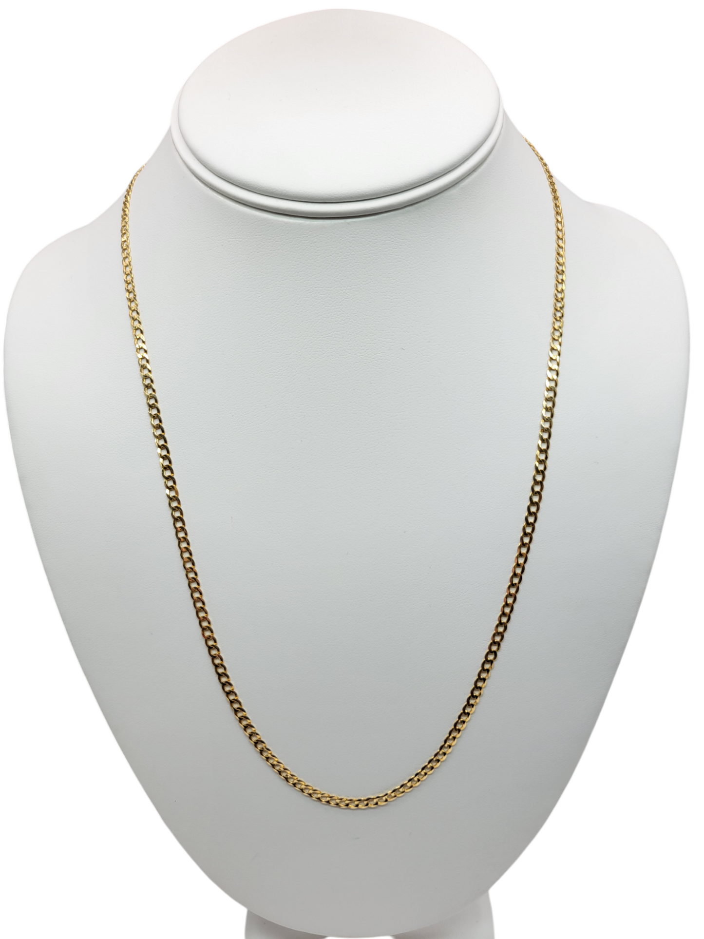 14K plain gold Cuban chain. 22in . 3.2mm