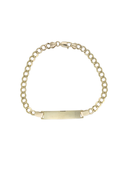 10K gold baby bracelet. Name engraving plate. 6in. 3.5mm