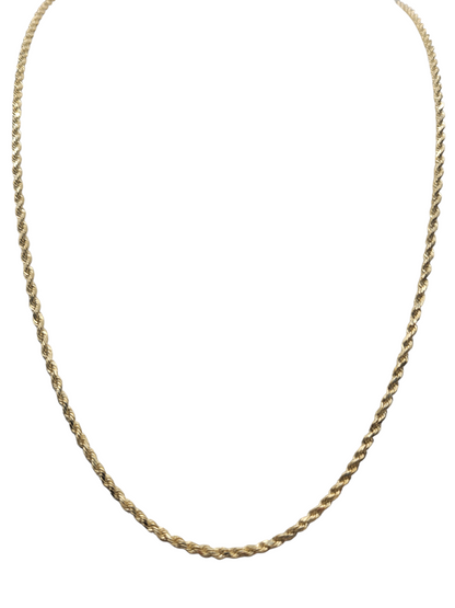 10K Gold Plain Rope Chain, 20in, 2mm