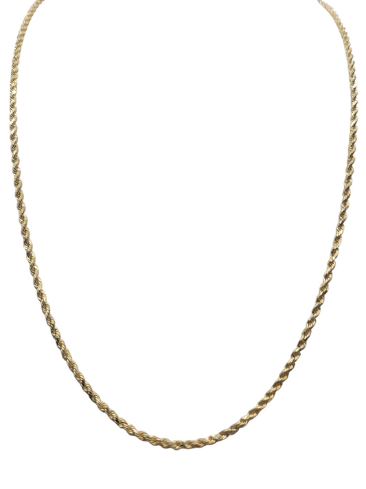 10K Gold Plain Rope Chain, 20in, 2mm